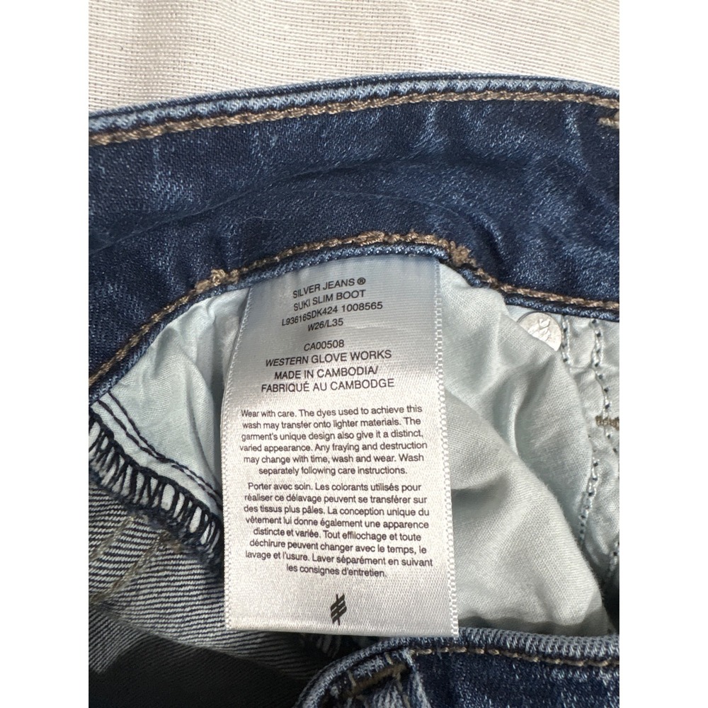 Silver Jeans Co Suki Slim Bootcut Jeans W26 L35 Dark Wash L93616SDK424 - Picture 6 of 6